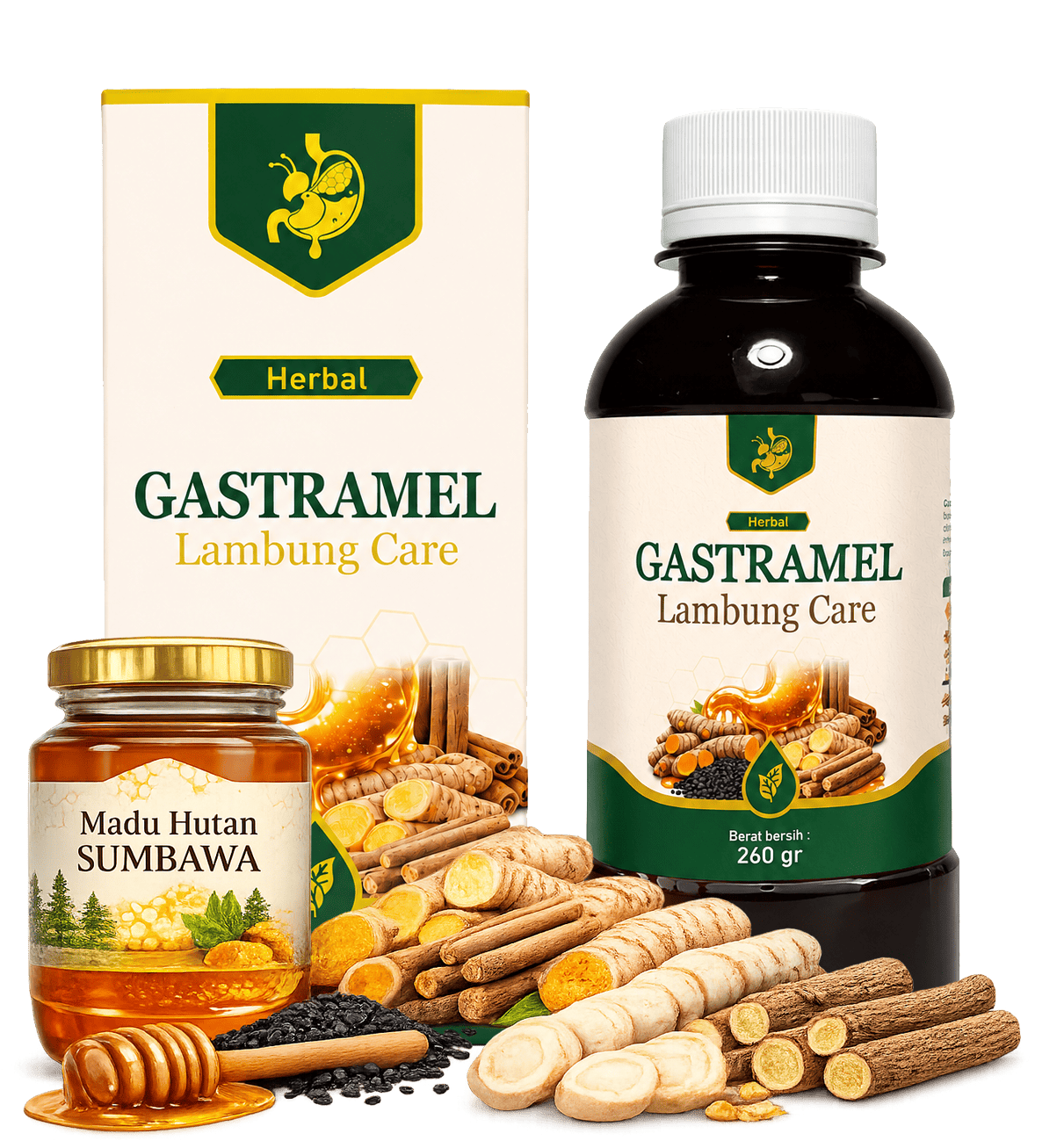 Produk Gastramel Lambung Care dengan madu hutan Sumbawa dan herbal pilihan